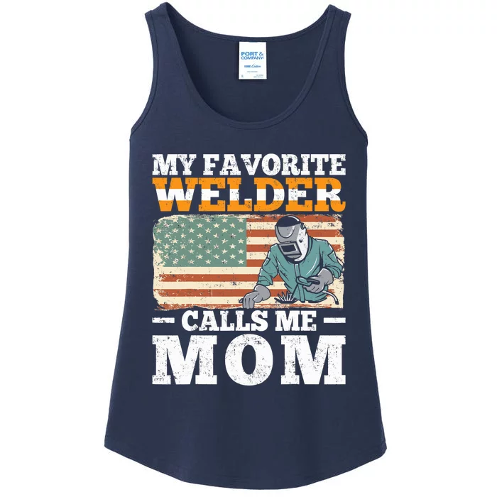 My Favorite Welder Calls Me Mom Vintage Welding Outfit Mom Ladies Essential Tank