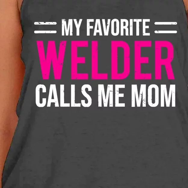 My Favorite Welder Calls Me Mom Welding Mother Women's Knotted Racerback Tank