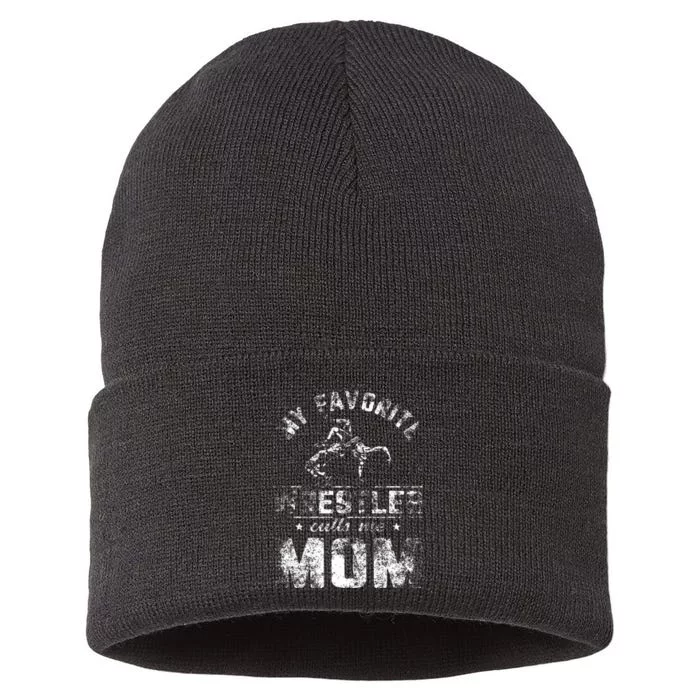 My Favorite Wrestler Calls Me Mom MotherS Day Sustainable Knit Beanie