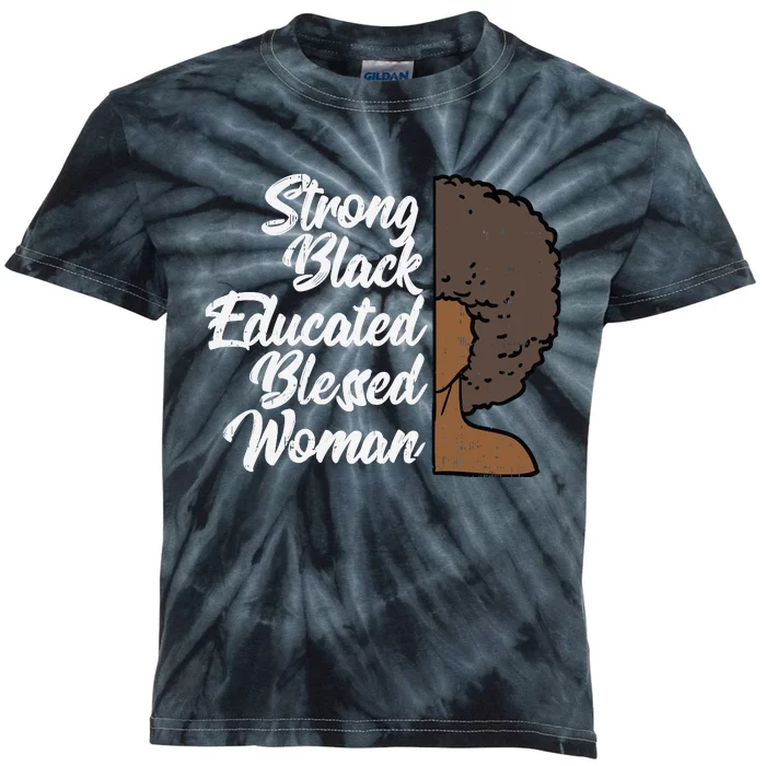 Melanins For Wo Strong Educated Blessed Black Pride Kids Tie-Dye T-Shirt