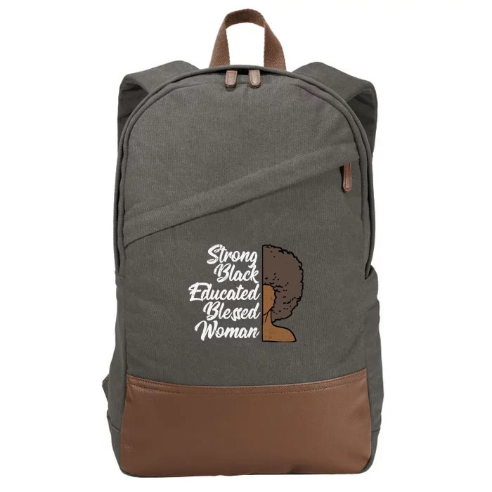 Melanins For Wo Strong Educated Blessed Black Pride Cotton Canvas Backpack