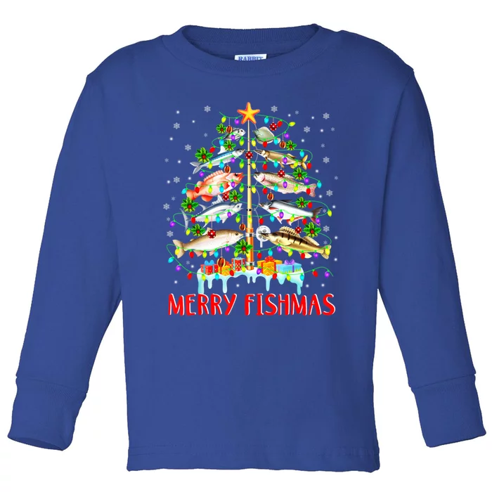 Merry Fishmas Xmas Merry Fishmas Christmas Tree Gift Toddler Long Sleeve Shirt