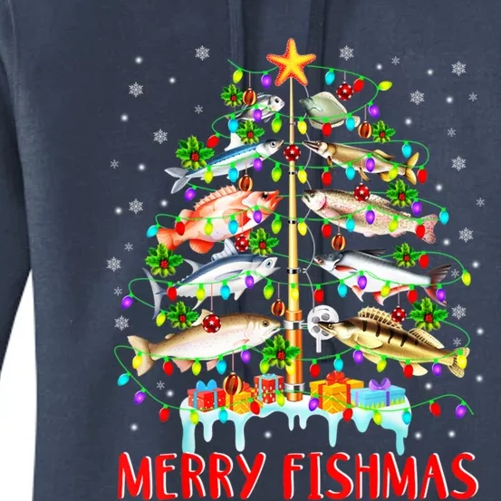 Merry Fishmas Xmas Merry Fishmas Christmas Tree Gift Women's Pullover Hoodie