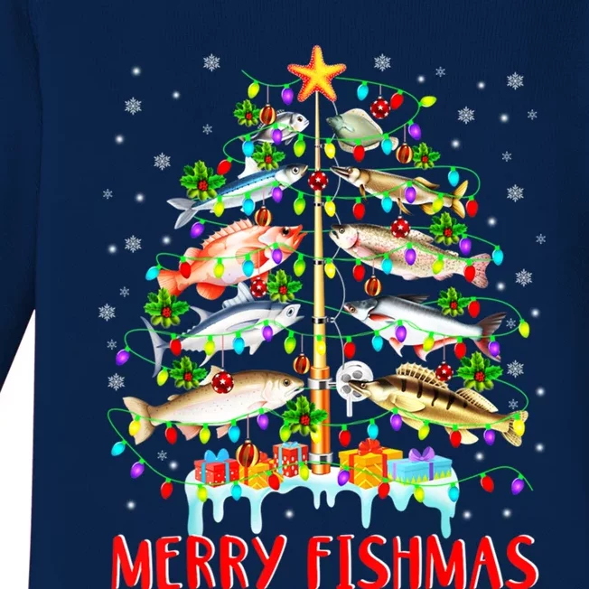 Merry Fishmas Xmas Merry Fishmas Christmas Tree Gift Baby Long Sleeve Bodysuit