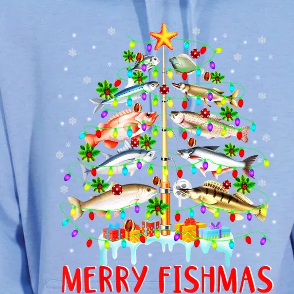 Merry Fishmas Xmas Merry Fishmas Christmas Tree Gift Unisex Surf Hoodie