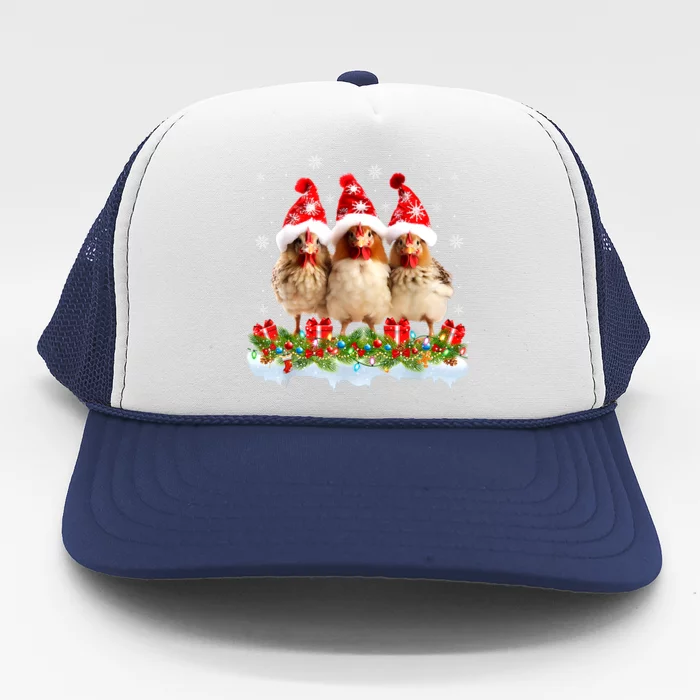 Matching Family Xmas Lights Santa Chicken Christmas Gift Trucker Hat