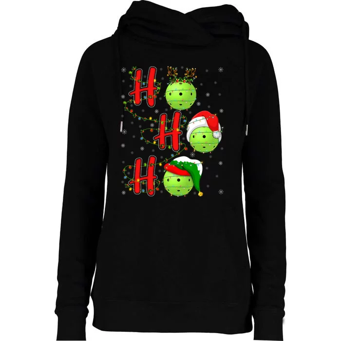 Matching Family Xmas Santa Ho Ho Ho Pickleball Christmas Womens Funnel Neck Pullover Hood