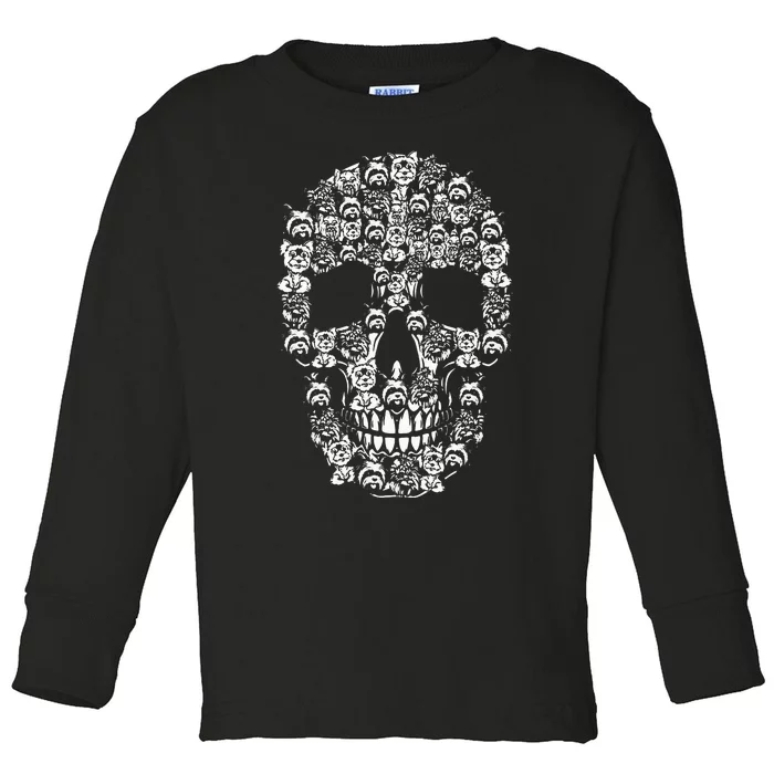 Matching Family Yorkshire Terrier Dog Skull For Halloween Toddler Long Sleeve Shirt