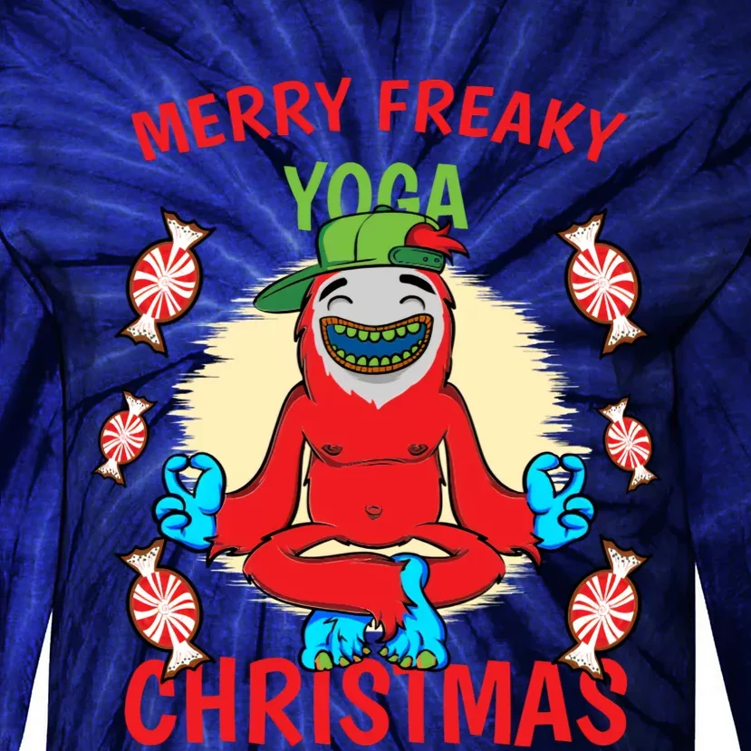 Merry Freaky Yoga Christmas Tie-Dye Long Sleeve Shirt