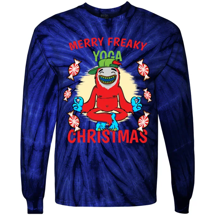 Merry Freaky Yoga Christmas Tie-Dye Long Sleeve Shirt