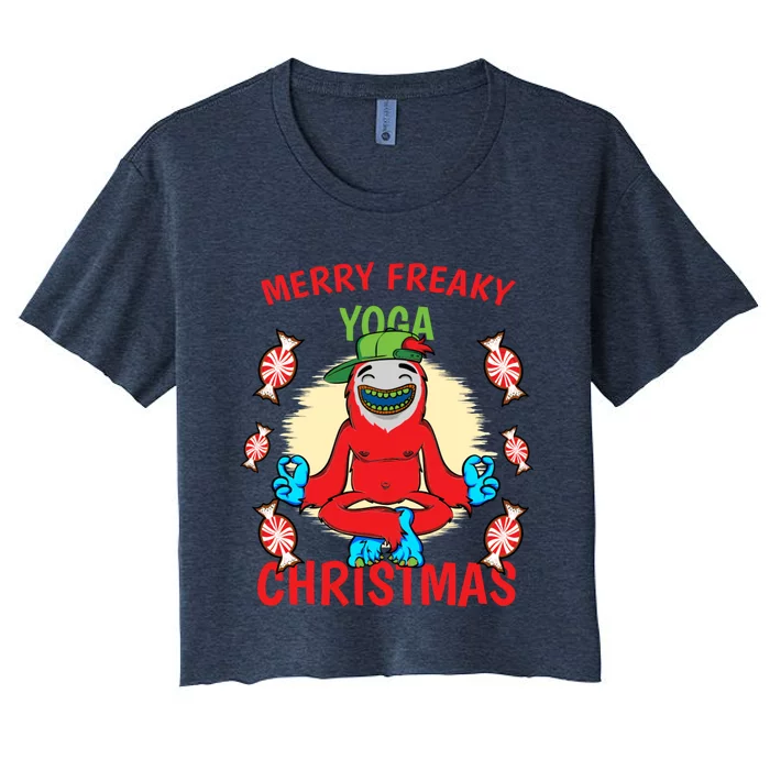 Merry Freaky Yoga Christmas Women's Crop Top Tee