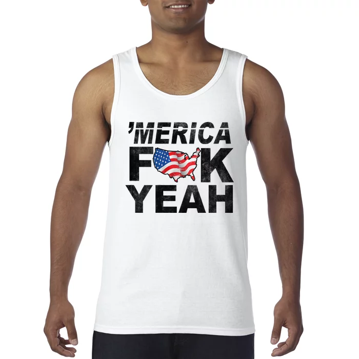 Merica Fuck Yeah USA Flag 4Th Of July Patriotic Tank Top