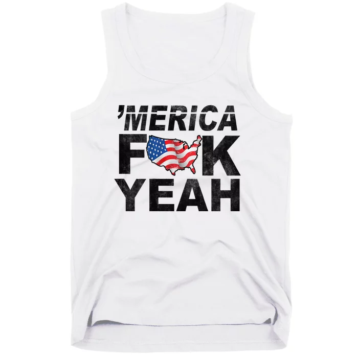 Merica Fuck Yeah USA Flag 4Th Of July Patriotic Tank Top