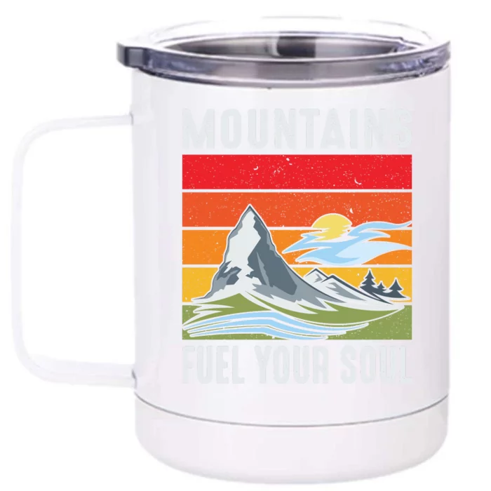 Mountains Fuel Your Soul Vintage Sunset Front & Back 12oz Stainless Steel Tumbler Cup