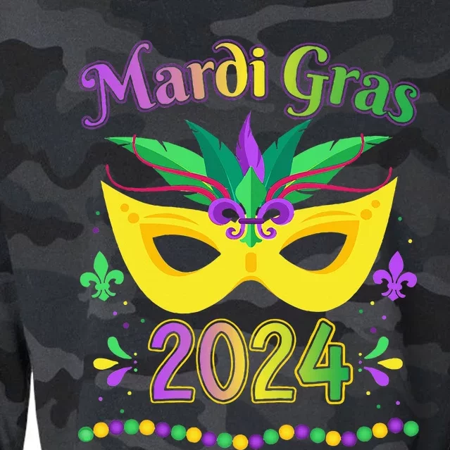 Mardi Gras 2024 costume with mask Cropped Pullover Crew