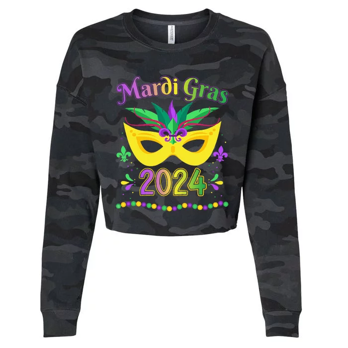 Mardi Gras 2024 costume with mask Cropped Pullover Crew