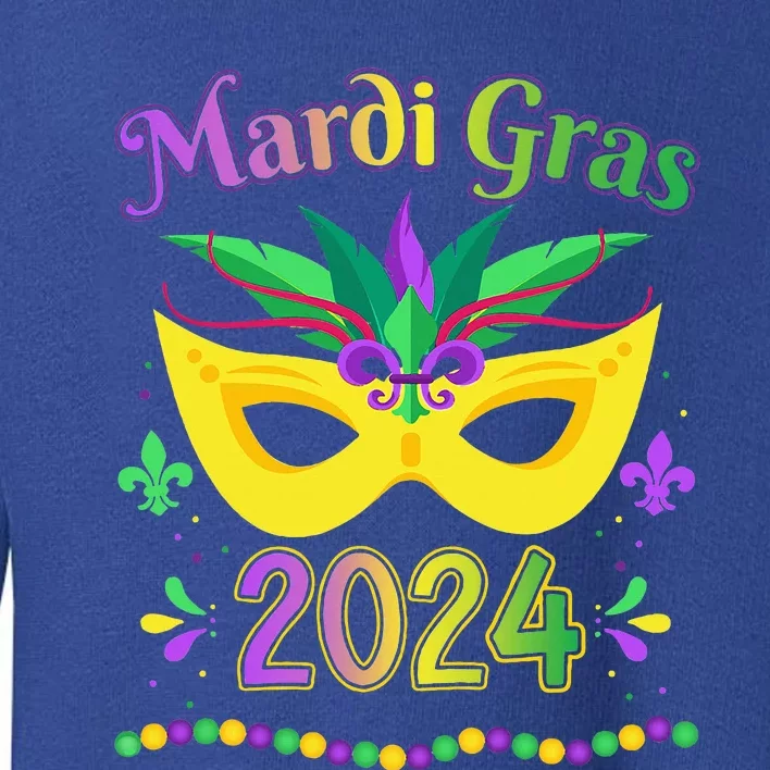 Mardi Gras 2024 costume with mask Toddler Sweatshirt