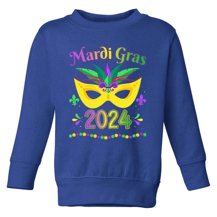 Mardi Gras 2024 costume with mask Toddler Sweatshirt