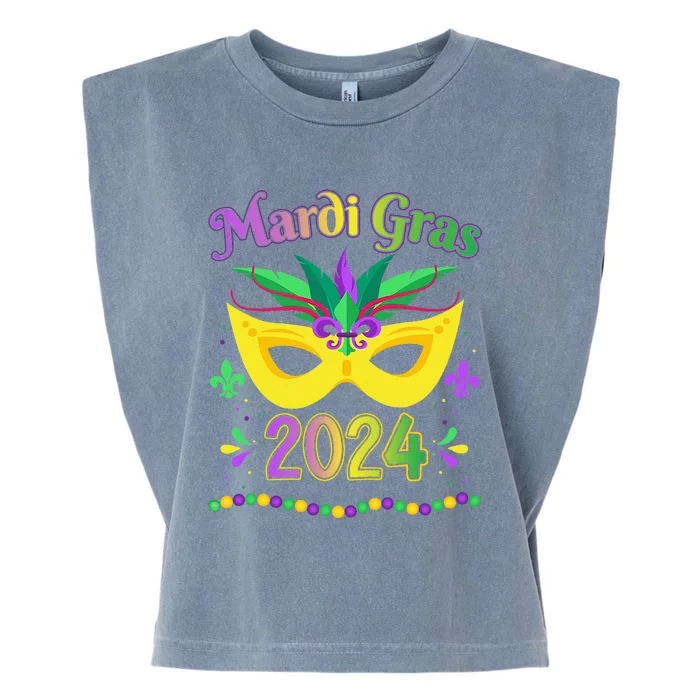 Mardi Gras 2024 costume with mask Garment-Dyed Women's Muscle Tee