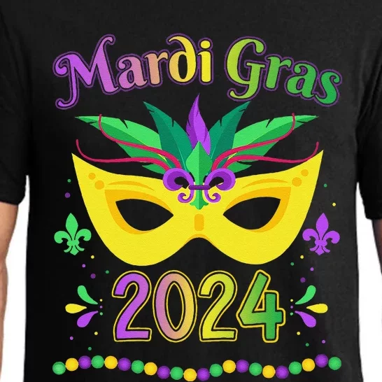 Mardi Gras 2024 Costume With Mask Pajama Set