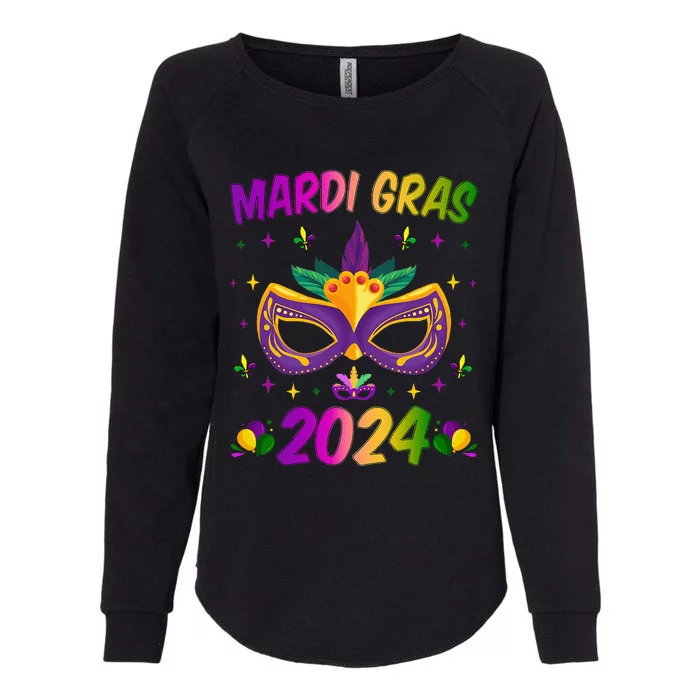 Mardi Gras 2024 Funny Mardi Gras Mask Costume Womens California Wash Sweatshirt