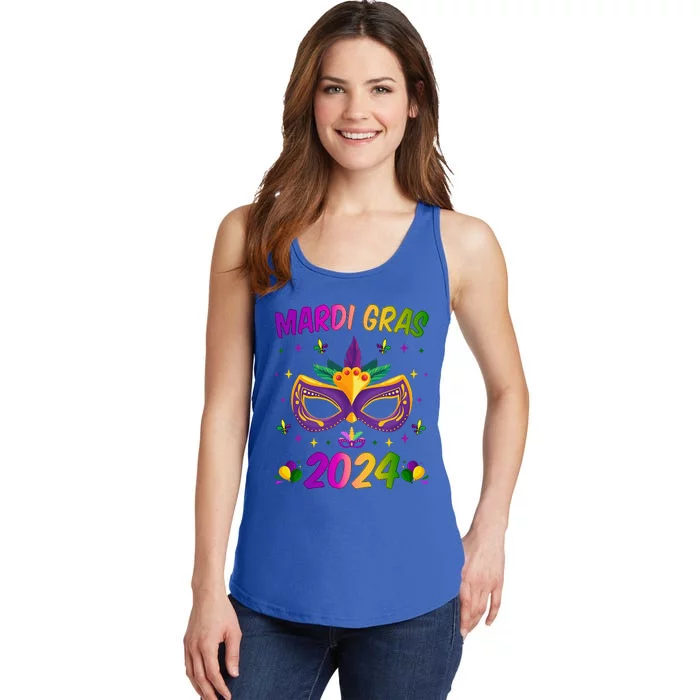 Mardi Gras 2024 Funny Mardi Gras Mask Costume Ladies Essential Tank