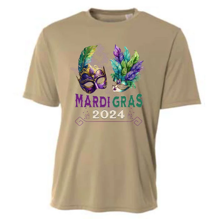 Mardi Gras 2024 Jester Feather Masks Carnival Parade Party Cooling Performance Crew T-Shirt