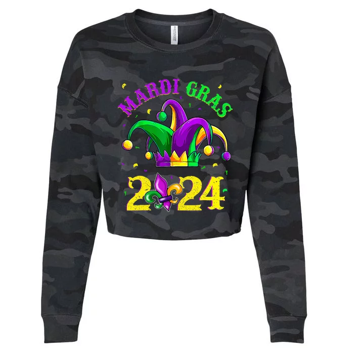 Mardi Gras 2024 Jester Costume Cropped Pullover Crew