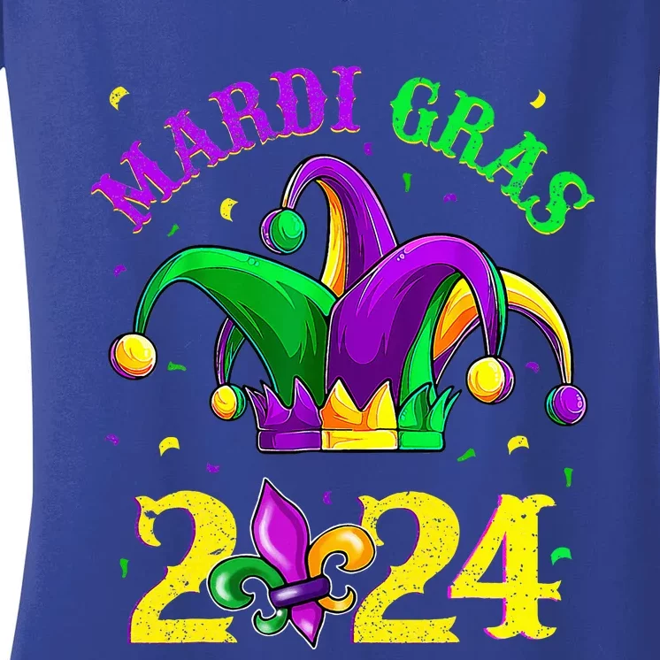 Mardi Gras 2024 Jester Costume Women's V-Neck T-Shirt