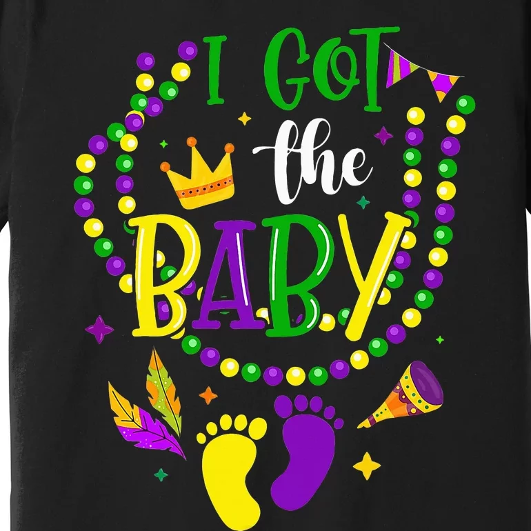 Mardi Gras 2024 I Got The Baby Pregnancy Announcement Premium T-Shirt