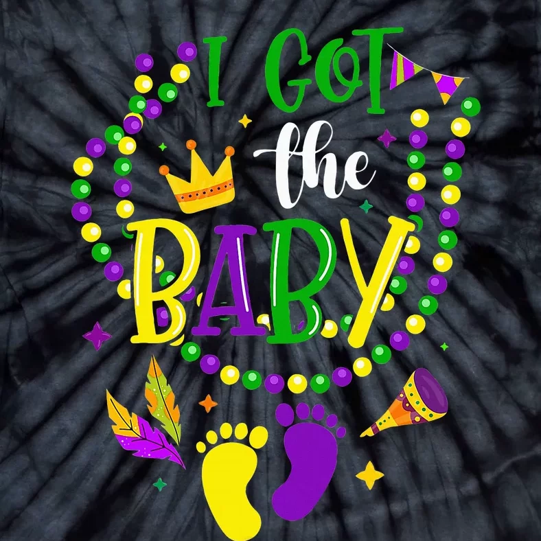 Mardi Gras 2024 I Got The Baby Pregnancy Announcement Tie-Dye T-Shirt