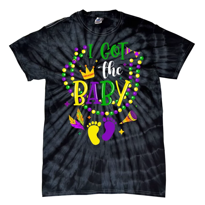 Mardi Gras 2024 I Got The Baby Pregnancy Announcement Tie-Dye T-Shirt