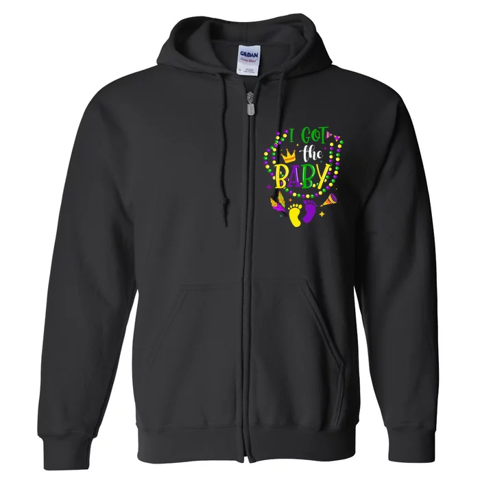 Mardi Gras 2024 I Got The Baby Pregnancy Announcement Full Zip Hoodie