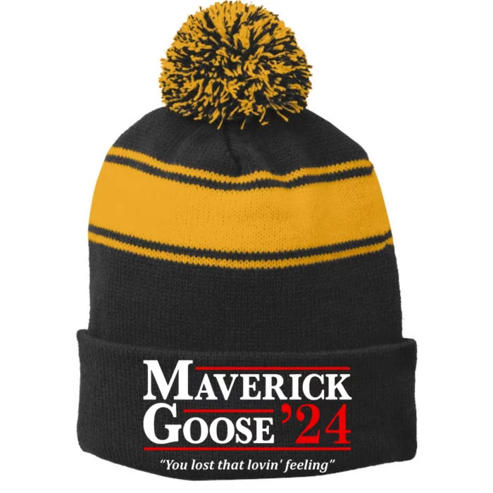 Maverick Goose 24 2024 Election Maverick For President USA Pilot 2024 Stripe Pom Pom Beanie