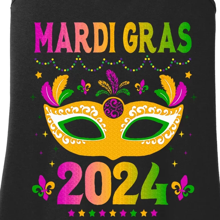 Mardi Gras 2024 Funny Mardi Gras Mask Costume Ladies Essential Tank