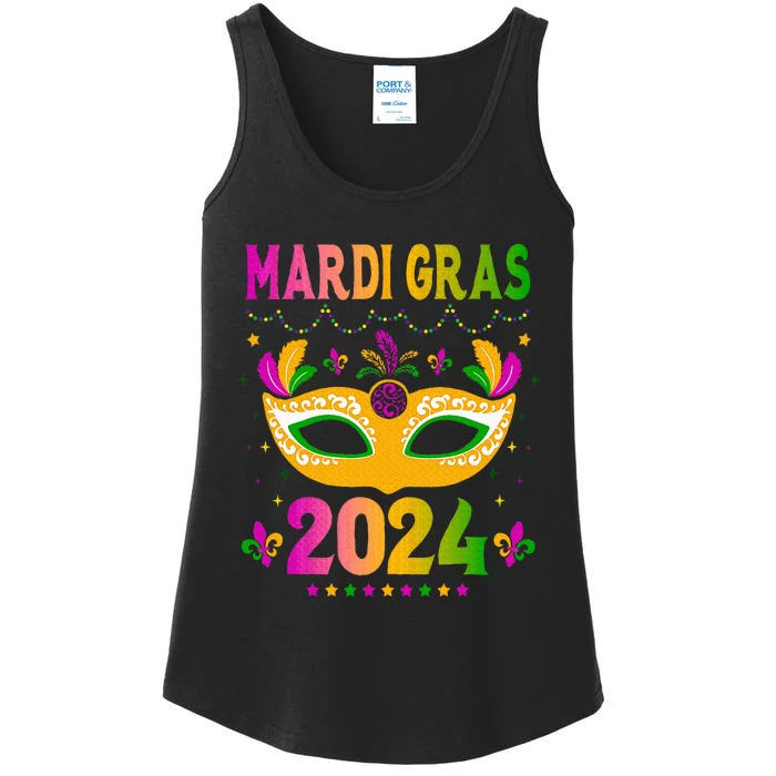 Mardi Gras 2024 Funny Mardi Gras Mask Costume Ladies Essential Tank