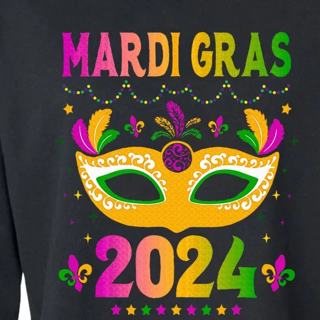 Mardi Gras 2024 Funny Mardi Gras Mask Costume Cropped Pullover Crew