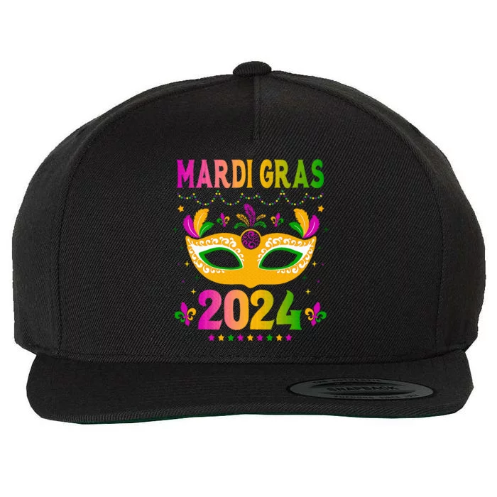 Mardi Gras 2024 Funny Mardi Gras Mask Costume Wool Snapback Cap