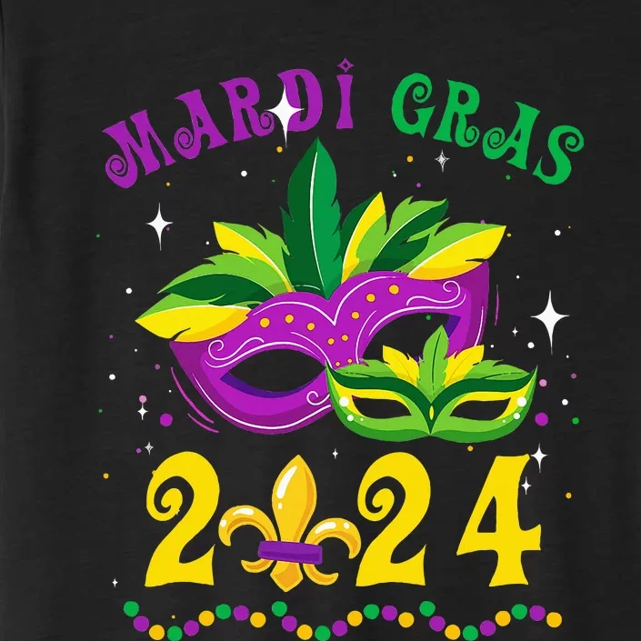 Mardi Gras 2024 Mask Fleur De Lys Beads Nola Carnival Party ChromaSoft Performance T-Shirt