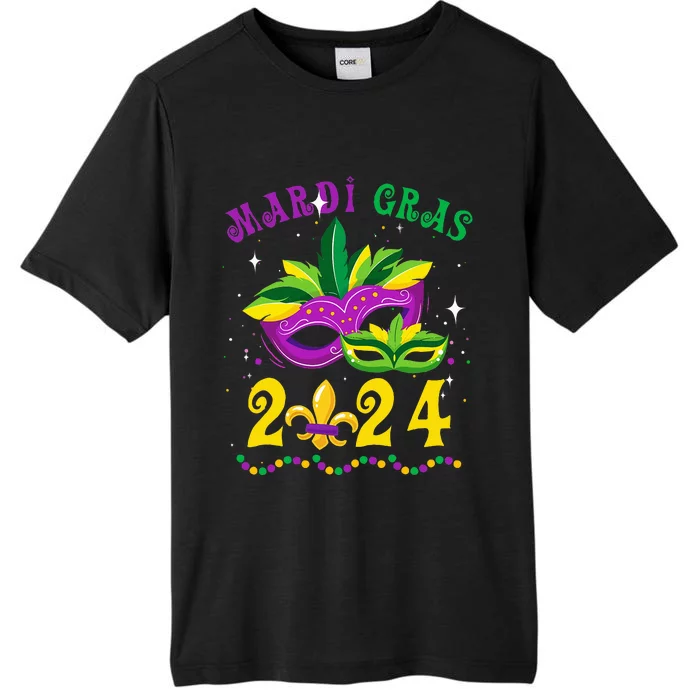 Mardi Gras 2024 Mask Fleur De Lys Beads Nola Carnival Party ChromaSoft Performance T-Shirt