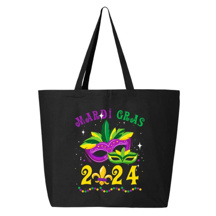 Mardi Gras 2024 Mask Fleur De Lys Beads Nola Carnival Party 25L Jumbo Tote