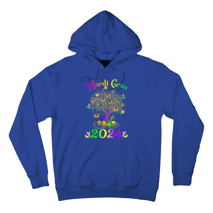 Mardi Gras 2024 Tree Beads New Orleans 2024 Watercolor Hoodie