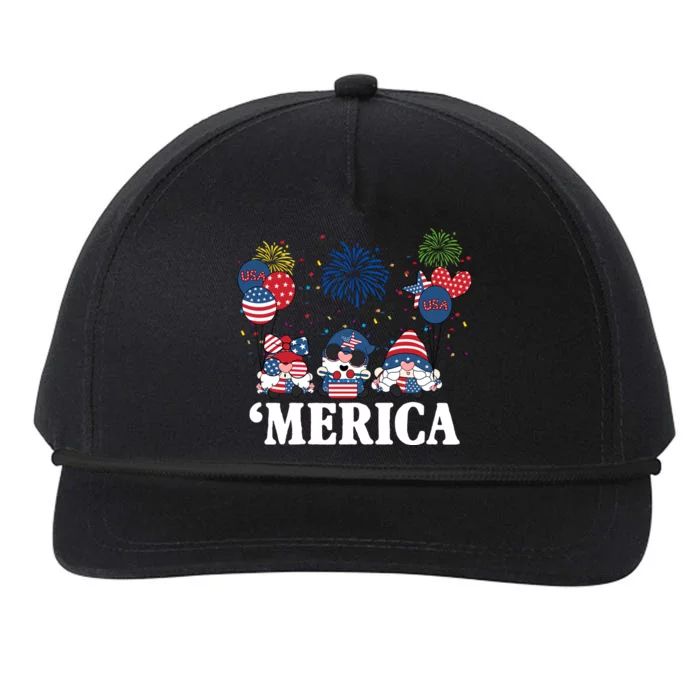 Merica Gnome 4th Of July Celebration Snapback Five-Panel Rope Hat