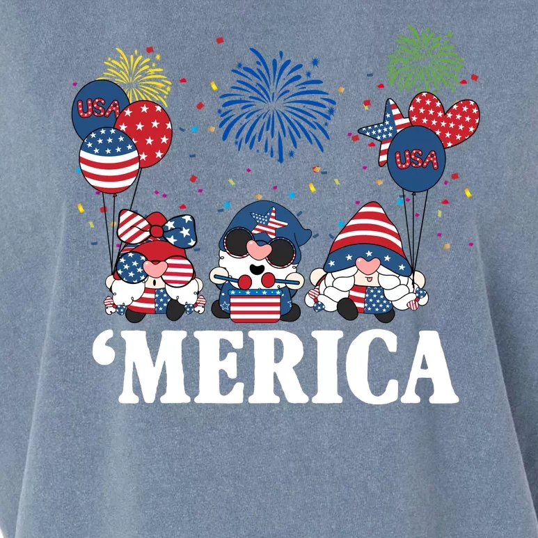 Merica Gnome 4th Of July Celebration Garment-Dyed Women's Muscle Tee