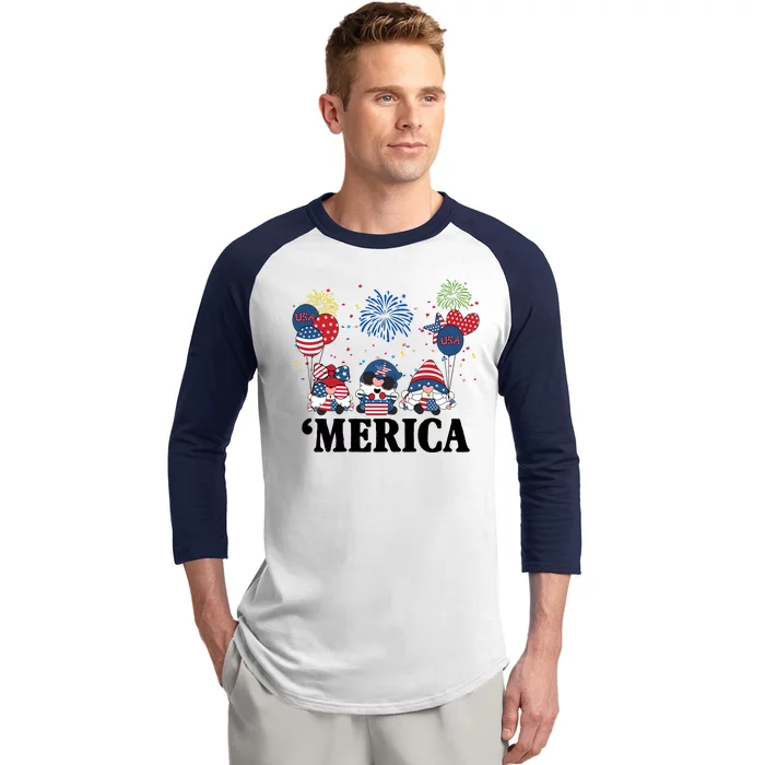 Merica Gnome 4th Of July Celebration Baseball Sleeve Shirt