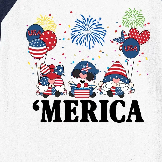 Merica Gnome 4th Of July Celebration Baseball Sleeve Shirt