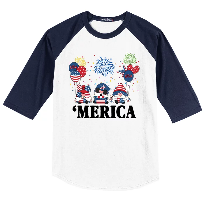 Merica Gnome 4th Of July Celebration Baseball Sleeve Shirt