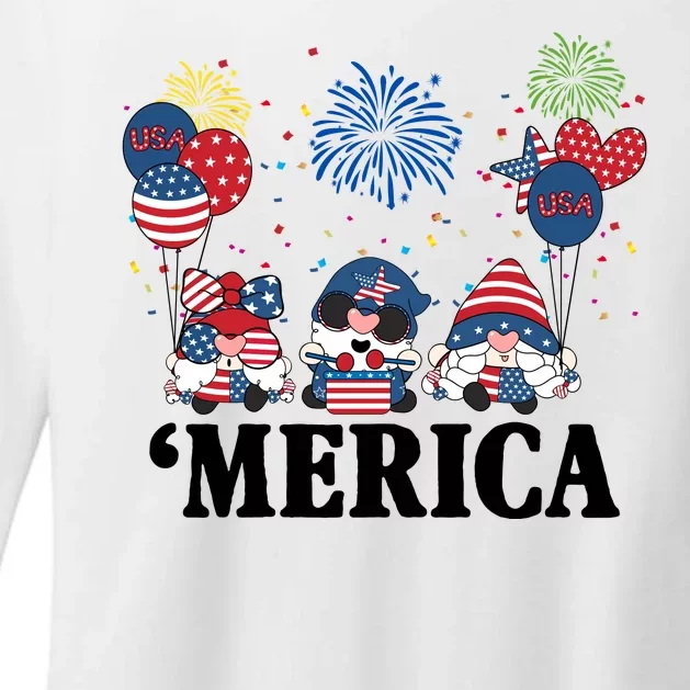 Merica Gnome 4th Of July Celebration Womens CVC Long Sleeve Shirt