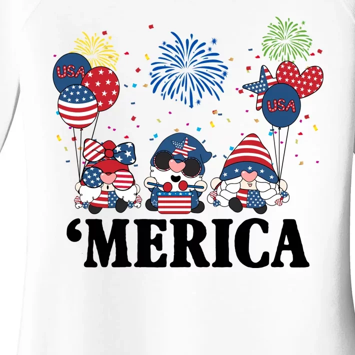 Merica Gnome 4th Of July Celebration Women's Perfect Tri Tunic Long Sleeve Shirt