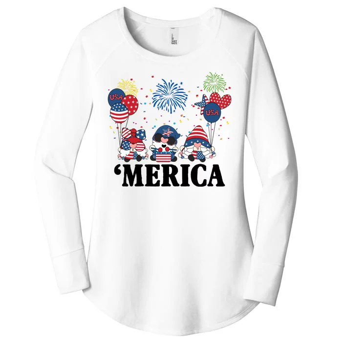 Merica Gnome 4th Of July Celebration Women's Perfect Tri Tunic Long Sleeve Shirt